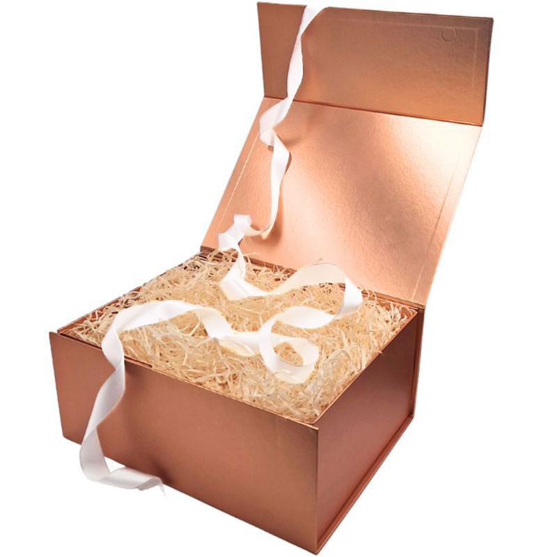 Copper Magnetic Gift Box with Satin Ribbon