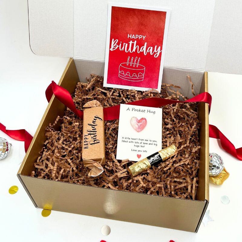 Ruby Red Happy Birthday Gift Box - Flowers and Gifts - Online flower shop