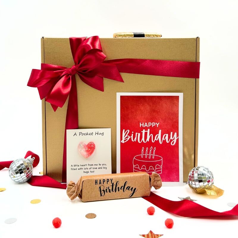 Ruby Red Happy Birthday Gift Box - Flowers and Gifts - Online flower shop