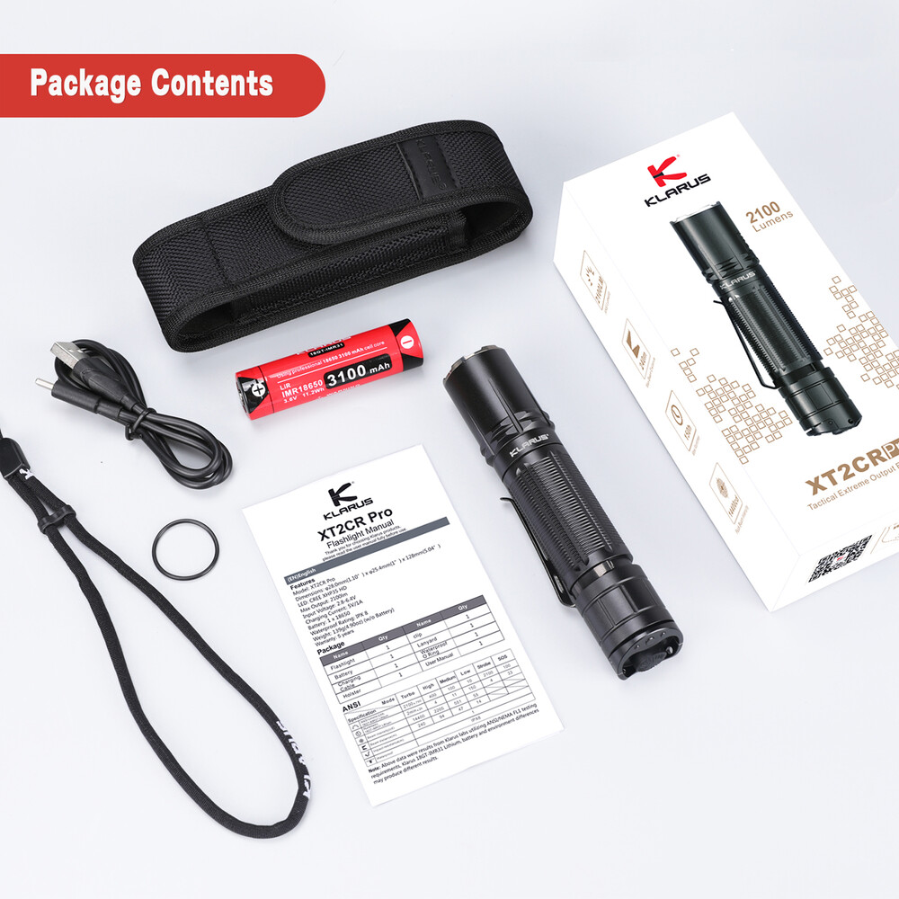 KLARUS XT2CR PRO 2100 LUMEN FLASHLIGHT