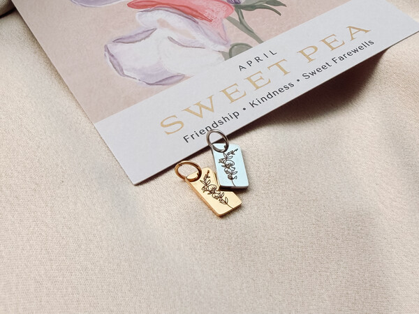 Birth flower Tag Charms