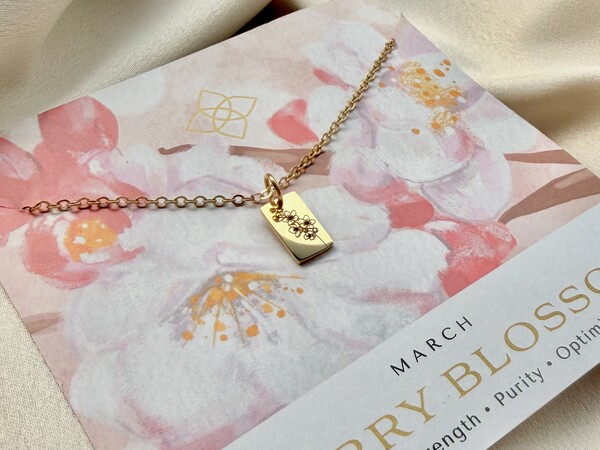 Birth Flower Tag Necklace