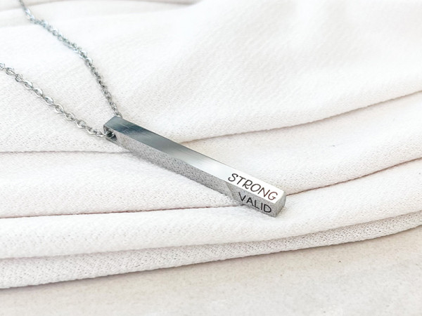 Worthy Capable Strong - Vertical Bar Necklace