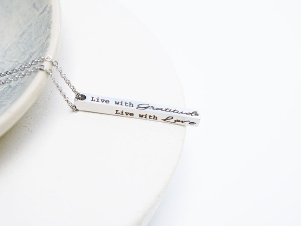 "Live With Love" Vertical Bar Necklace